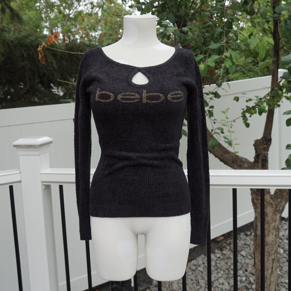 Y2K bebe Black fitted Fleece Sweater
